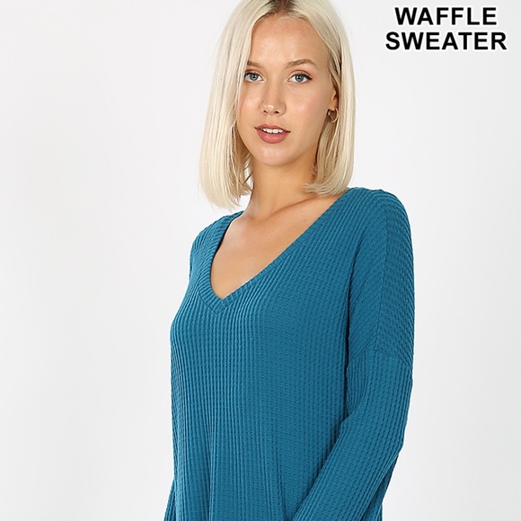 Zenana Outfitters Sweaters Waffle Sweater Poshmark